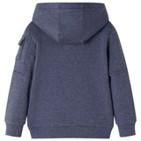 VidaXL Cardigan enfant avec capuche et fermeture éclair 92 bleu foncé mélangé