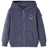 VidaXL Cardigan enfant avec capuche et fermeture éclair 104 bleu foncé mélangé
