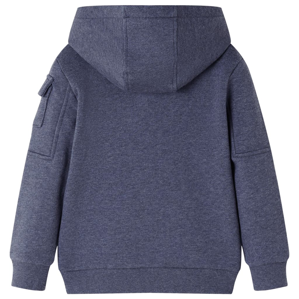 VidaXL Cardigan enfant avec capuche et fermeture éclair 104 bleu foncé mélangé