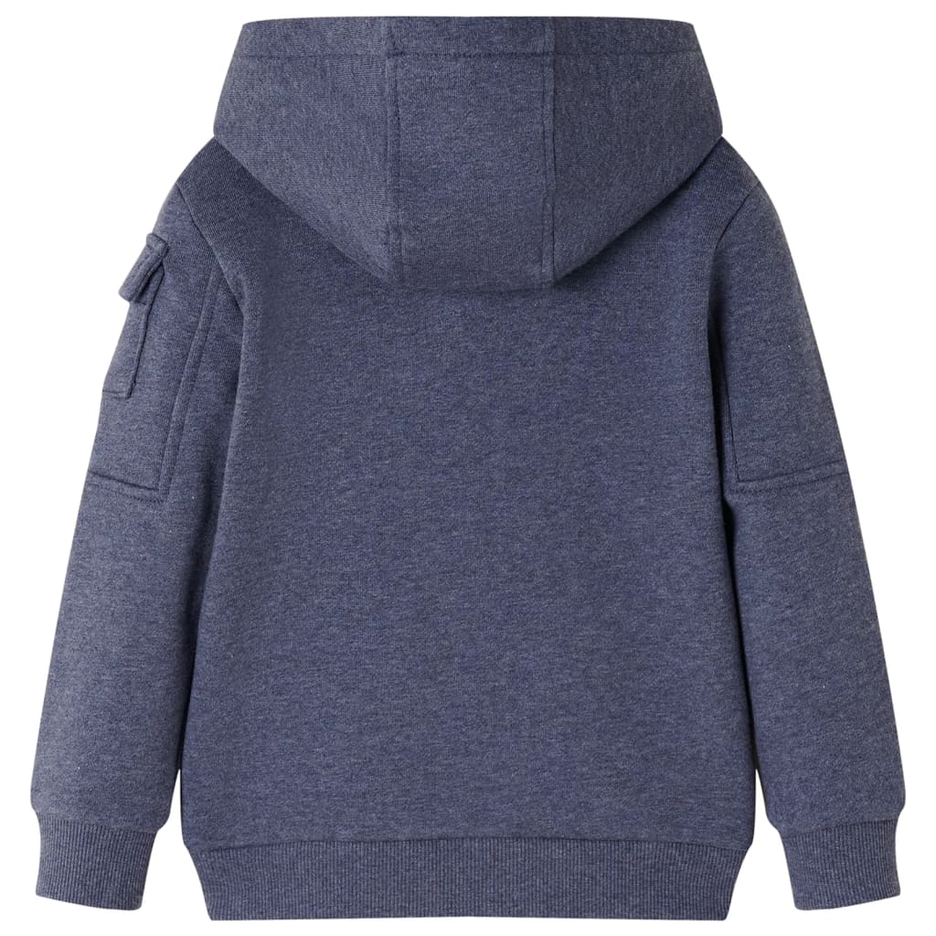 VidaXL Cardigan enfant avec capuche et fermeture éclair 116 bleu foncé mélangé
