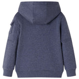 VidaXL Cardigan enfant avec capuche et fermeture éclair 116 bleu foncé mélangé