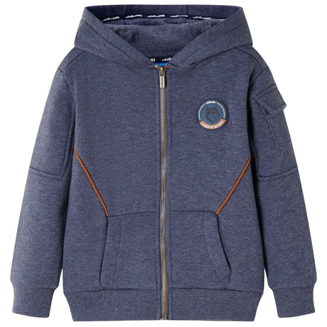 VidaXL Cardigan enfant avec capuche et fermeture éclair 128 bleu foncé mélangé