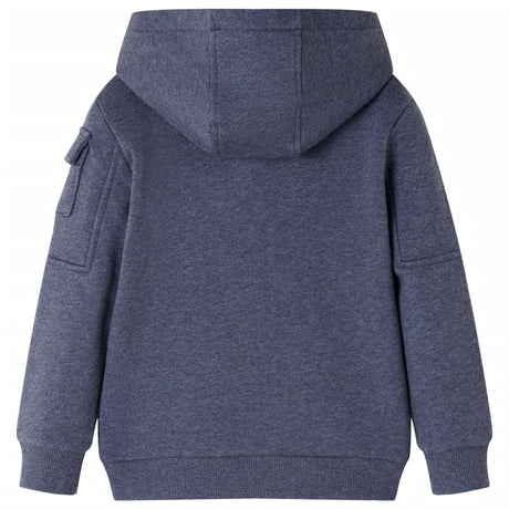 VidaXL Cardigan enfant avec capuche et fermeture éclair 128 bleu foncé mélangé