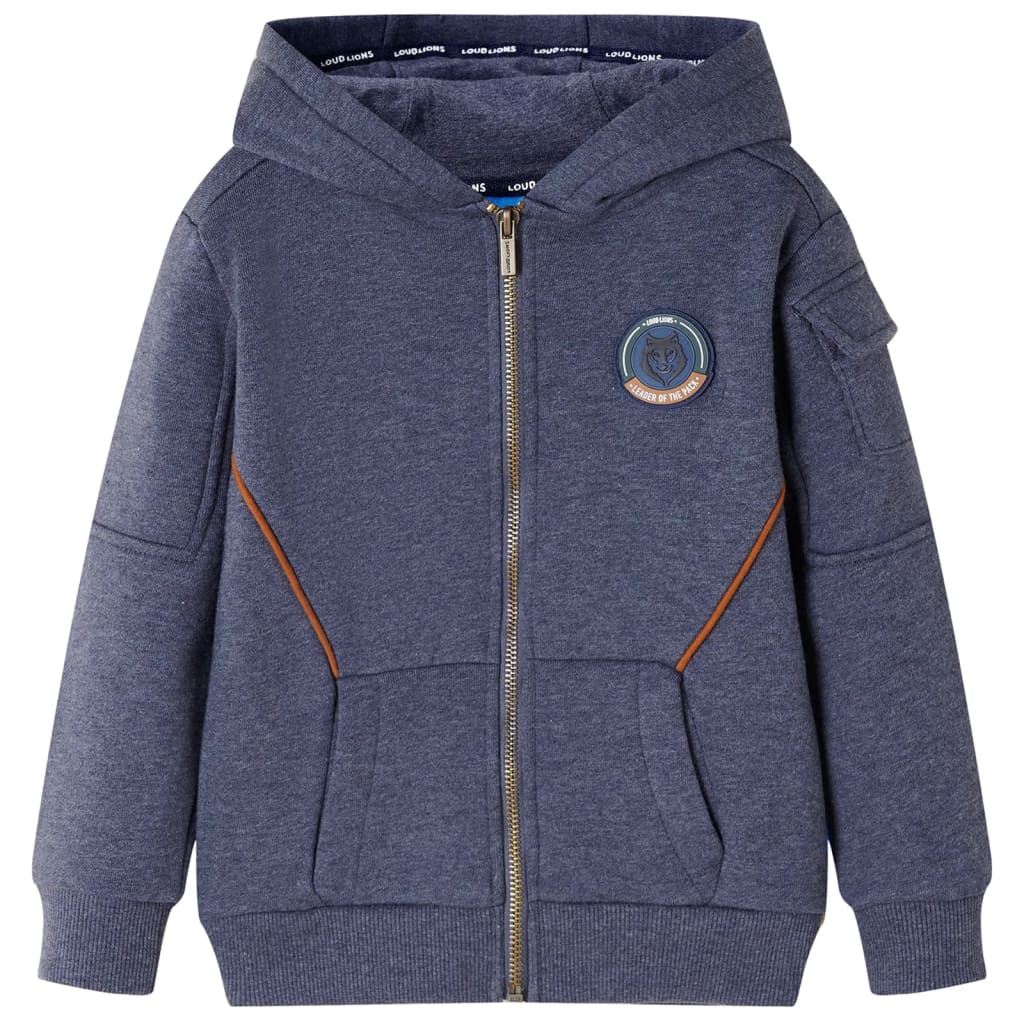 VidaXL Cardigan enfant avec capuche et fermeture éclair 140 bleu foncé mélangé