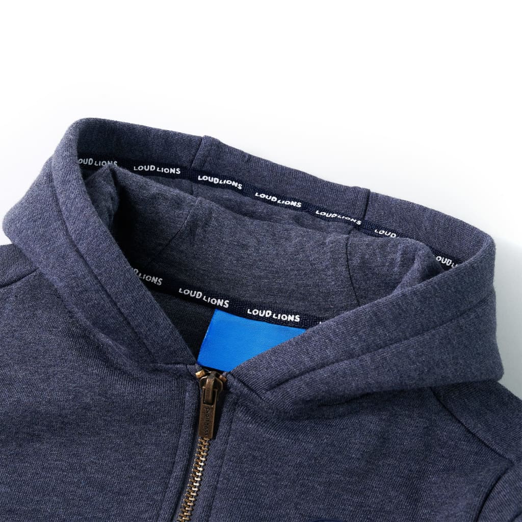 VidaXL Cardigan enfant avec capuche et fermeture éclair 140 bleu foncé mélangé