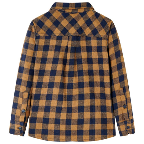 VidaXL Chemise enfant à carreaux 92 cognac et bleu