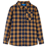 VidaXL Chemise enfant à carreaux 104 cognac et bleu