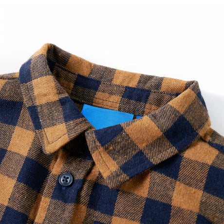 VidaXL Chemise enfant à carreaux 104 cognac et bleu