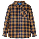 VidaXL Chemise enfant à carreaux 116 cognac et bleu