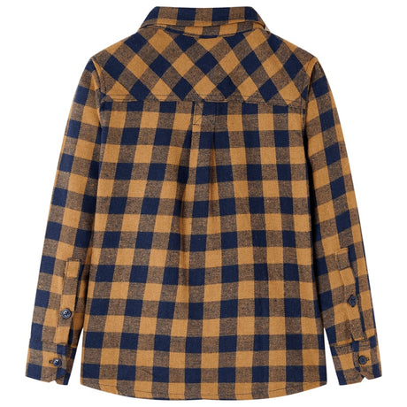 VidaXL Chemise enfant à carreaux 116 cognac et bleu