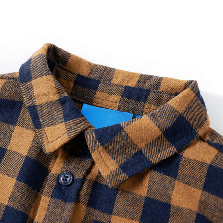 VidaXL Chemise enfant à carreaux 116 cognac et bleu