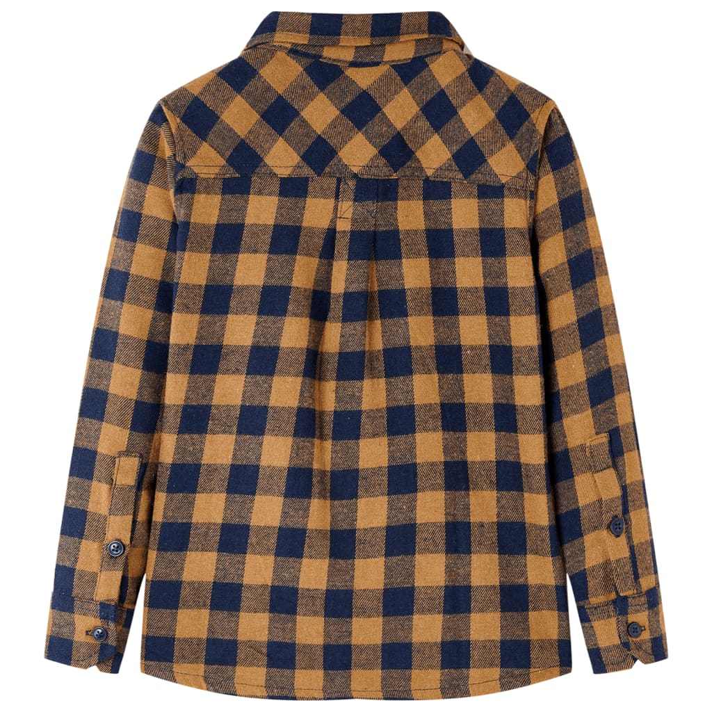 VidaXL Chemise enfant à carreaux 140 cognac et bleu