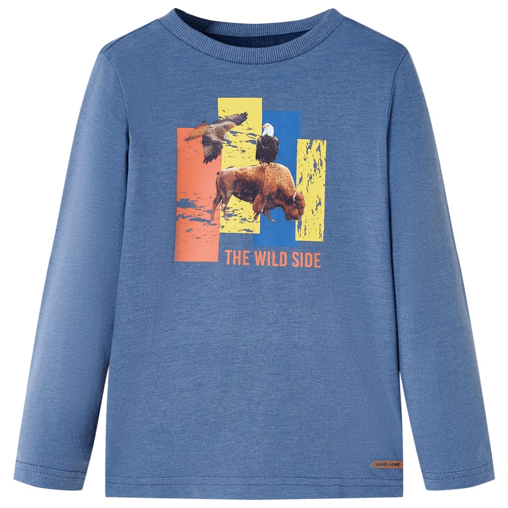 VidaXL Chemise enfant à manches longues 116 bleu mélangé