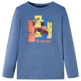 VidaXL Chemise enfant à manches longues 116 bleu mélangé