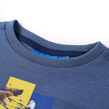 VidaXL Chemise enfant à manches longues 116 bleu mélangé