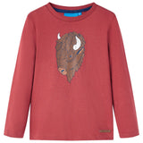 VidaXL Chemise enfant à manches longues 128 rouge marron