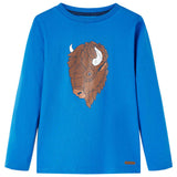 VidaXL Chemise enfant à manches longues 128 bleu cobalt