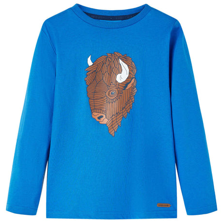 VidaXL Chemise enfant à manches longues 128 bleu cobalt