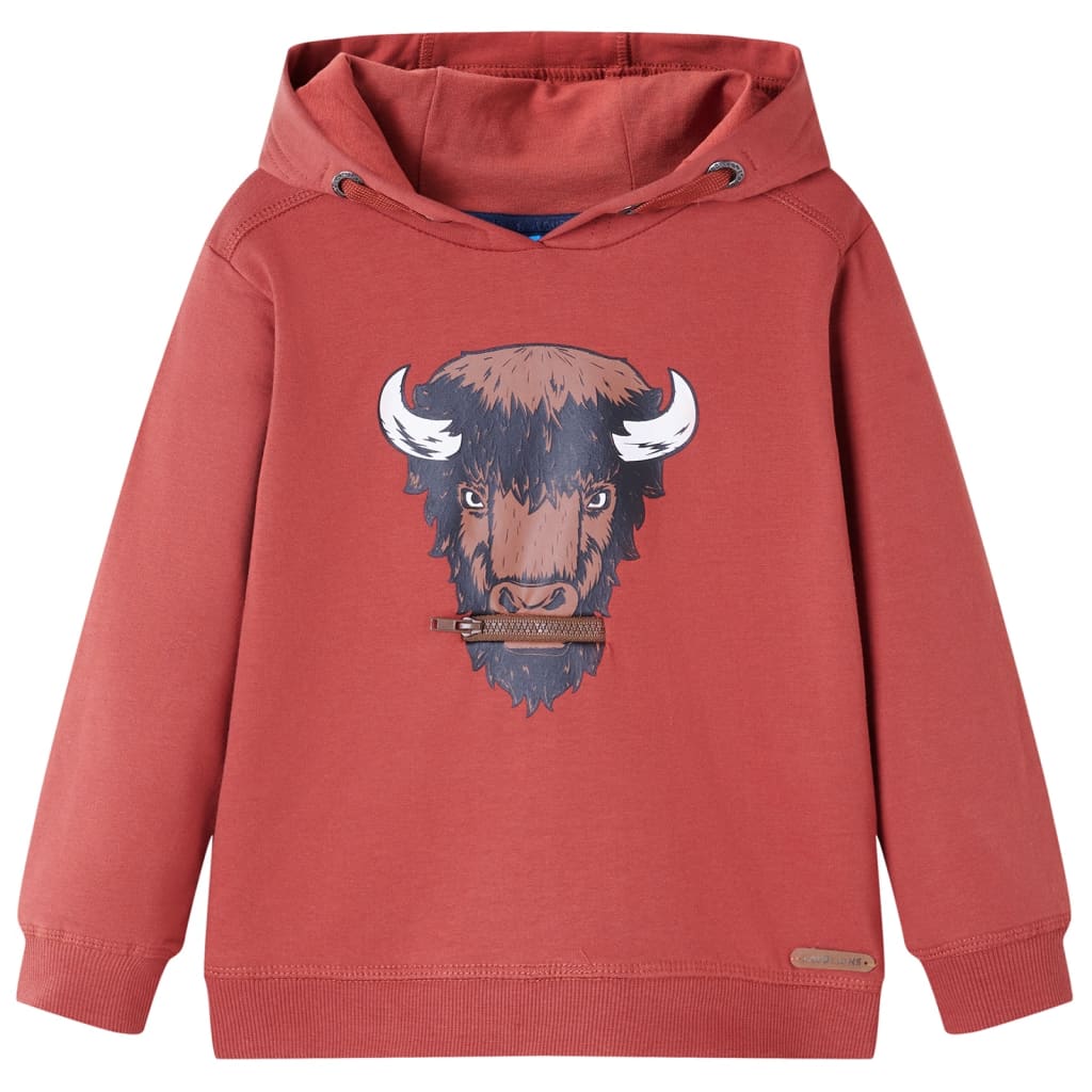VidaXL Pull enfant à capuche 116 rouge marron