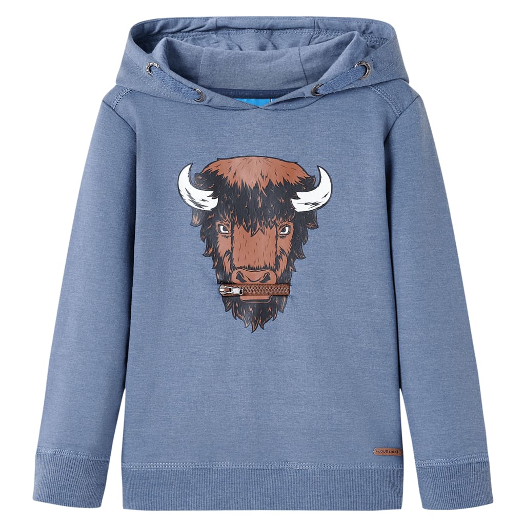 VidaXL Pull enfant à capuche 116 bleu mélangé