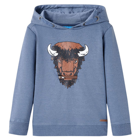 VidaXL Pull enfant à capuche 116 bleu mélangé