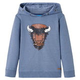 VidaXL Pull enfant à capuche 140 bleu mélangé