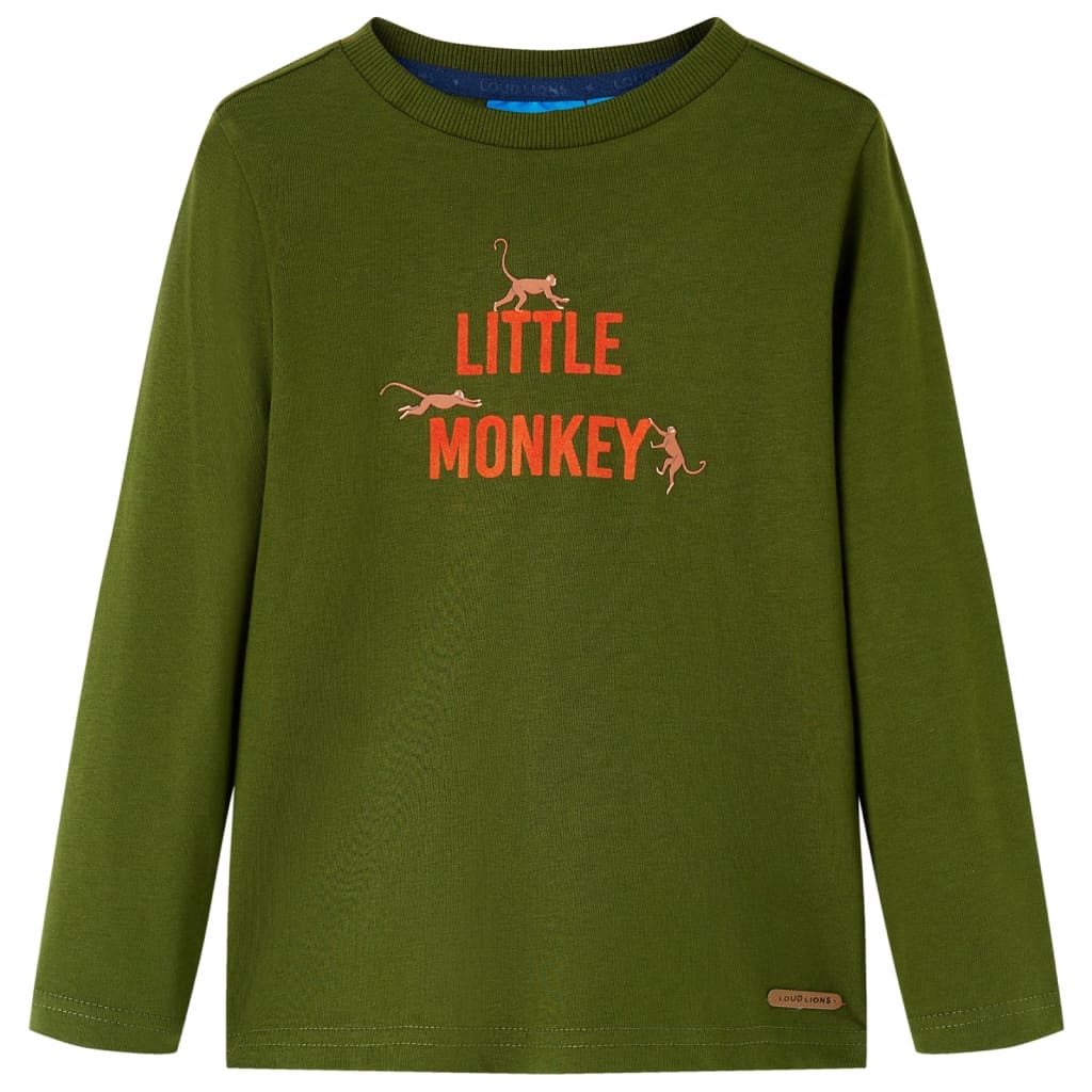 VidaXL Chemise enfant à manches longues 116 kaki foncé