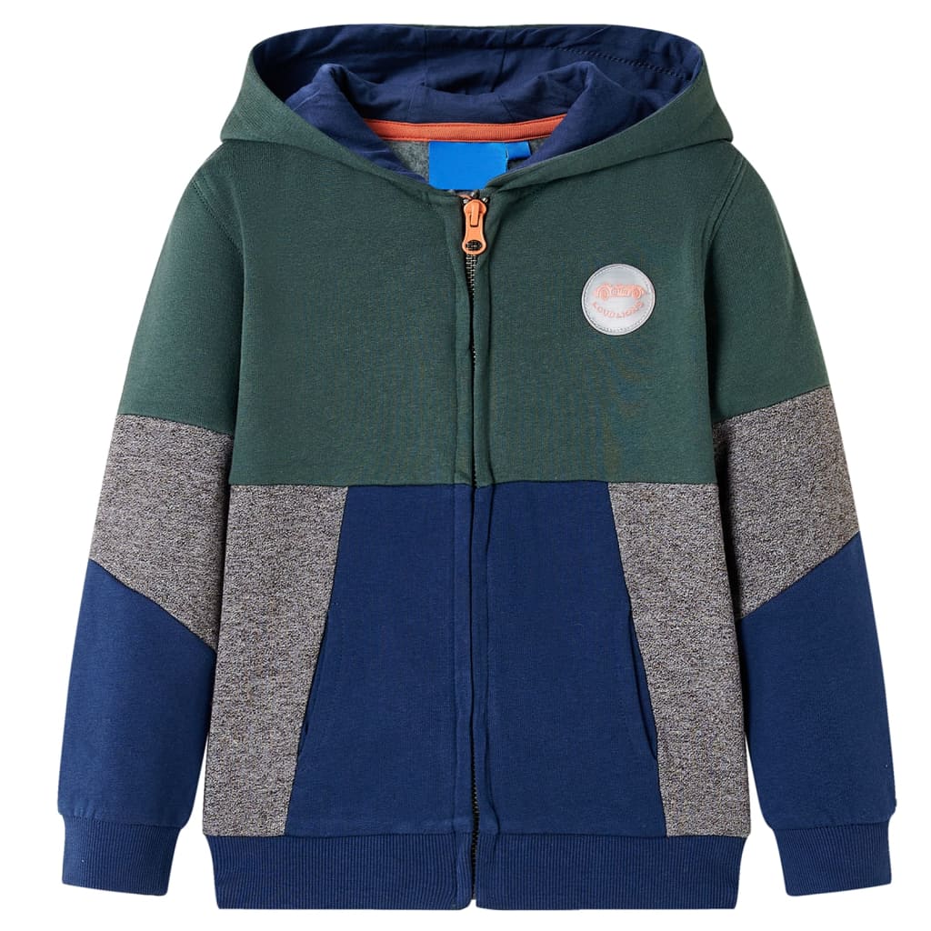 VidaXL gilet enfant avec capuche et fermeture éclair 92 vert foncé