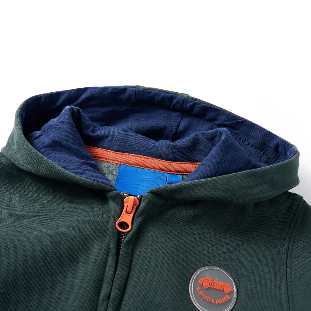 VidaXL gilet enfant avec capuche et fermeture éclair 92 vert foncé