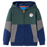 VidaXL Cardigan enfant avec capuche et fermeture éclair 128 vert foncé