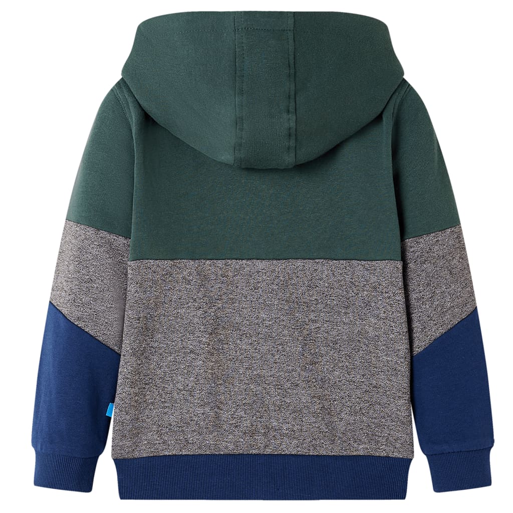 VidaXL Cardigan enfant avec capuche et fermeture éclair 128 vert foncé