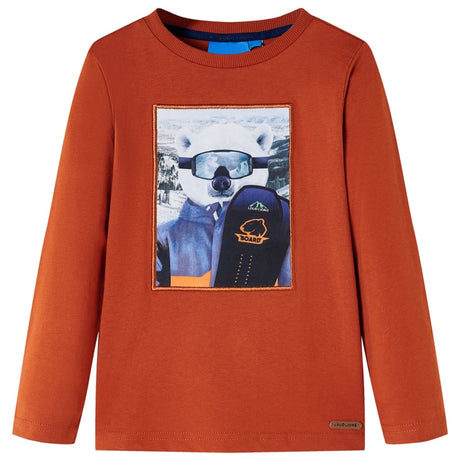 VidaXL Chemise enfant à manches longues 116 couleur rouille clair