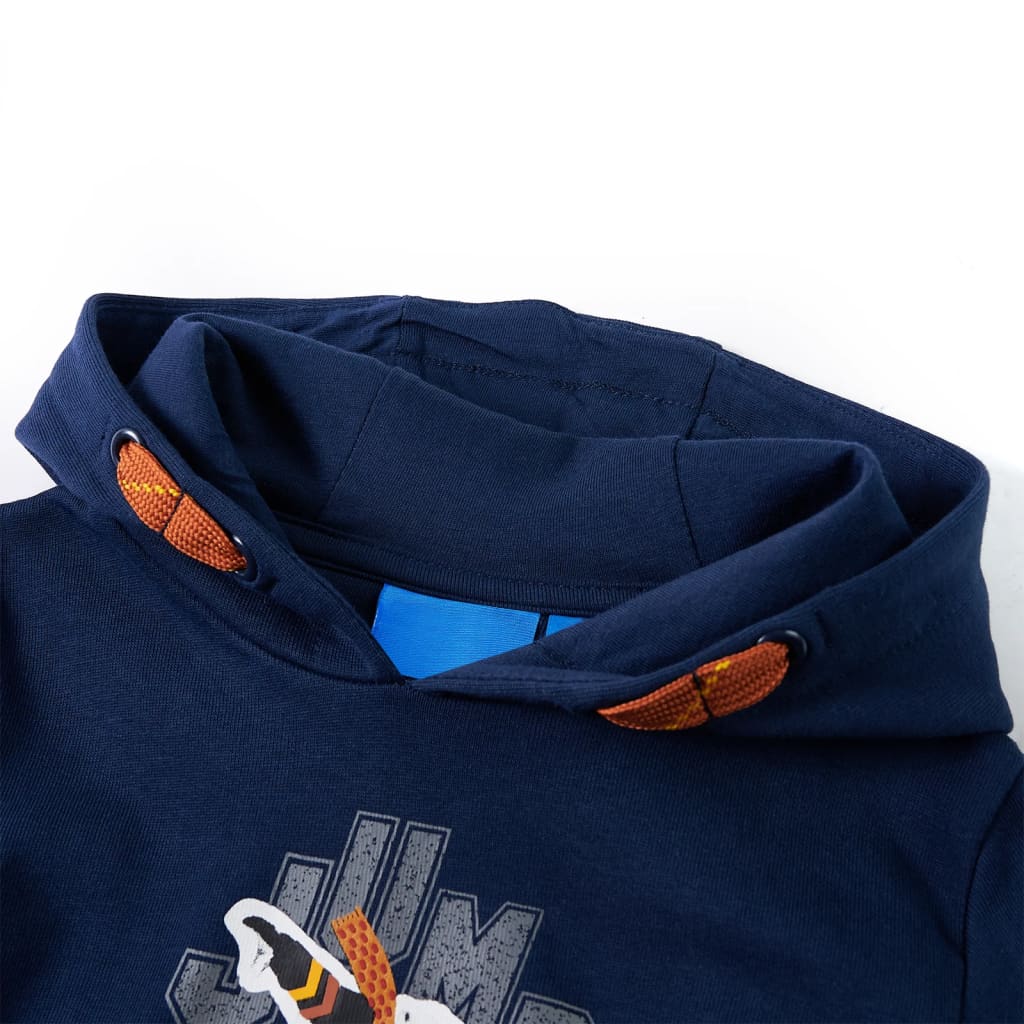 VidaXL Pull enfant à capuche 128 bleu marine
