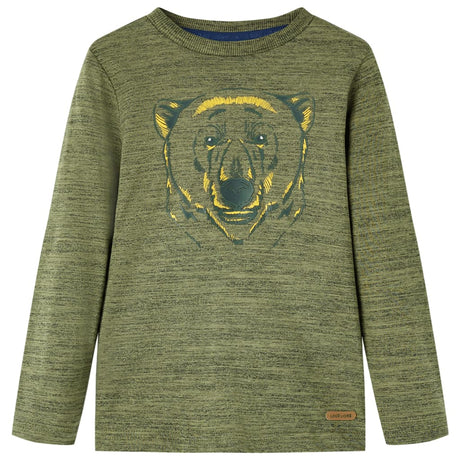VidaXL Chemise enfant à manches longues 128 kaki mélangé