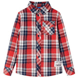 VidaXL Chemise enfant à carreaux 128 rouge et bleu marine