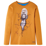VidaXL Chemise enfant à manches longues 140 ocre foncé foncé