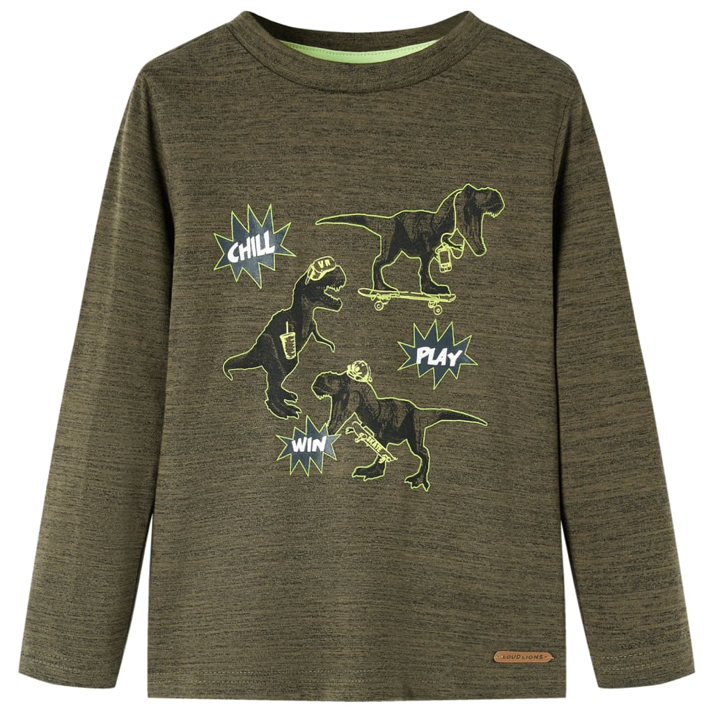 VidaXL Chemise enfant à manches longues 92 kaki mélangé