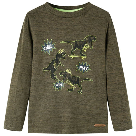 VidaXL Chemise enfant à manches longues 116 kaki mélangé