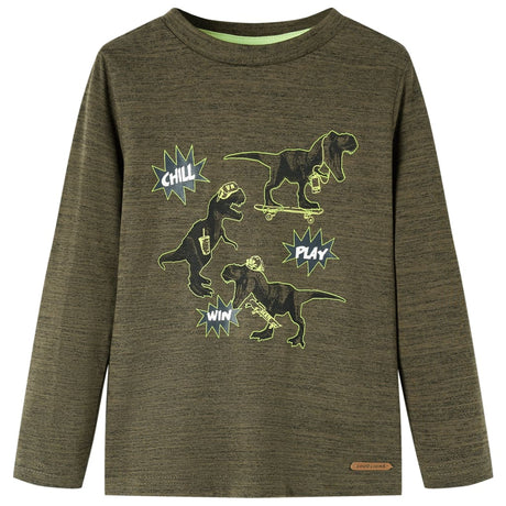 VidaXL Chemise enfant à manches longues 128 kaki mélangé