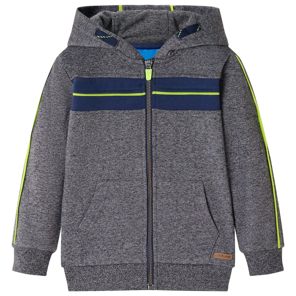 VidaXL Cardigan enfant avec capuche et fermeture éclair 92 gris mélangé
