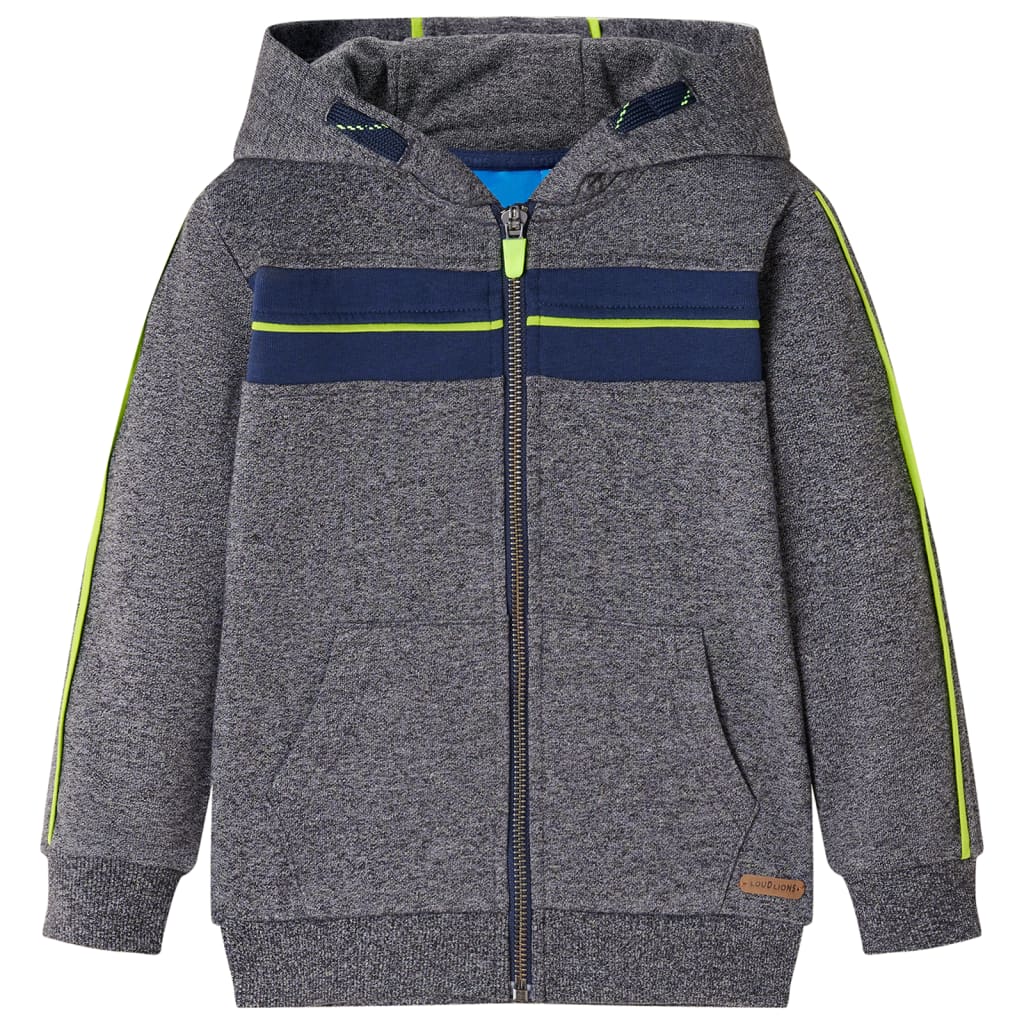 VidaXL Cardigan enfant avec capuche et fermeture éclair 116 gris mélangé