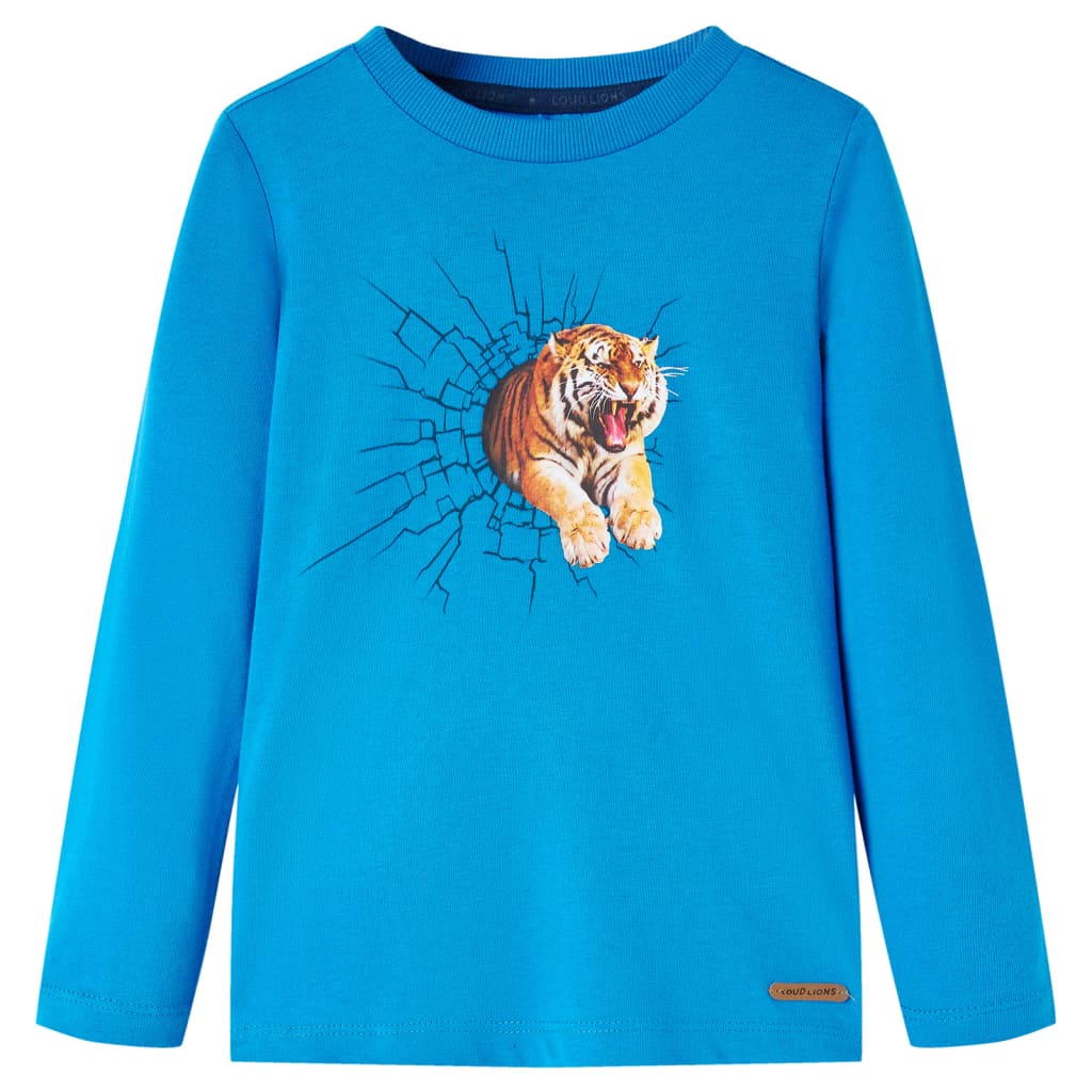 VidaXL Chemise enfant à manches longues 128 bleu cobalt
