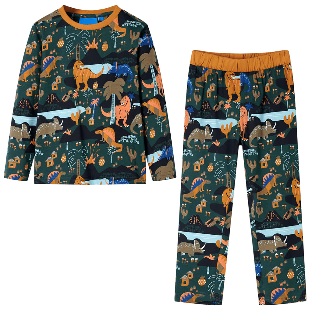 VidaXL Pyjama enfant à manches longues 128 vert foncé