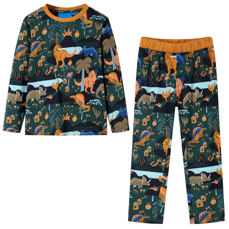 VidaXL Pyjama enfant à manches longues 128 vert foncé