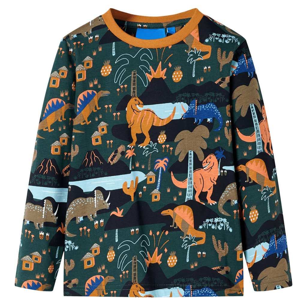 VidaXL Pyjama enfant à manches longues 128 vert foncé