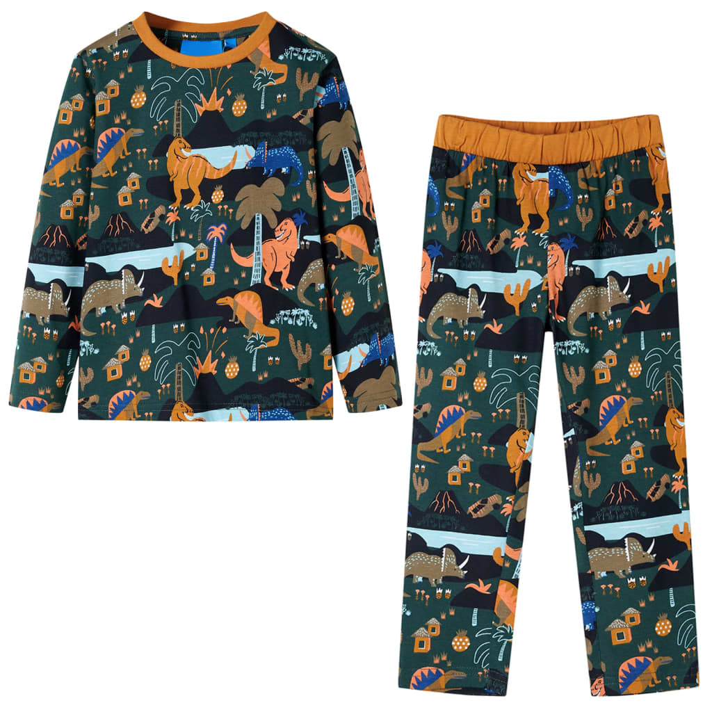 VidaXL Pyjama enfant à manches longues 140 vert foncé