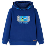 VidaXL Pull enfant à capuche 116 bleu foncé
