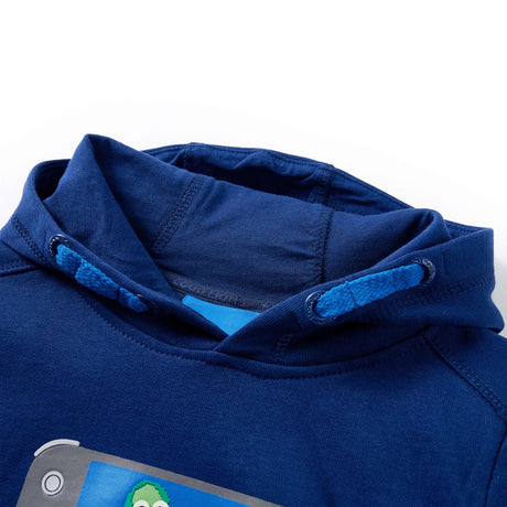 VidaXL Pull enfant à capuche 116 bleu foncé