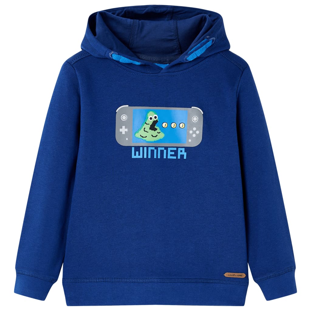 VidaXL Pull enfant à capuche 140 bleu foncé