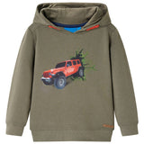 VidaXL Pull enfant à capuche 116 kaki